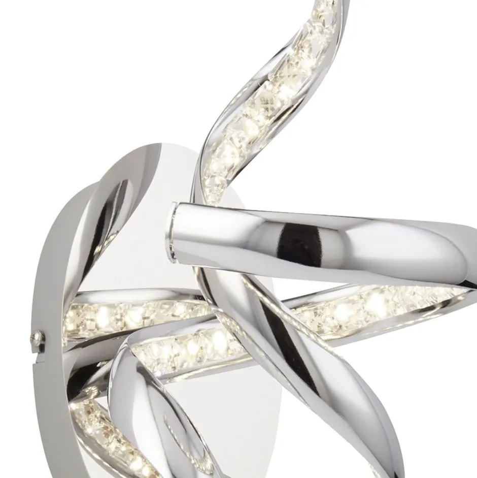 Searchlight LED Wandlampe mit Zugschalter Metall Glas H:38 cm Chrom< Wohnzimmerlampen|Metall Lampen