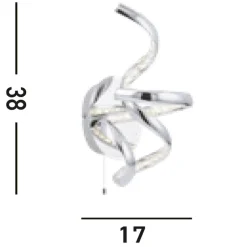 Searchlight LED Wandlampe mit Zugschalter Metall Glas H:38 cm Chrom< Wohnzimmerlampen|Metall Lampen