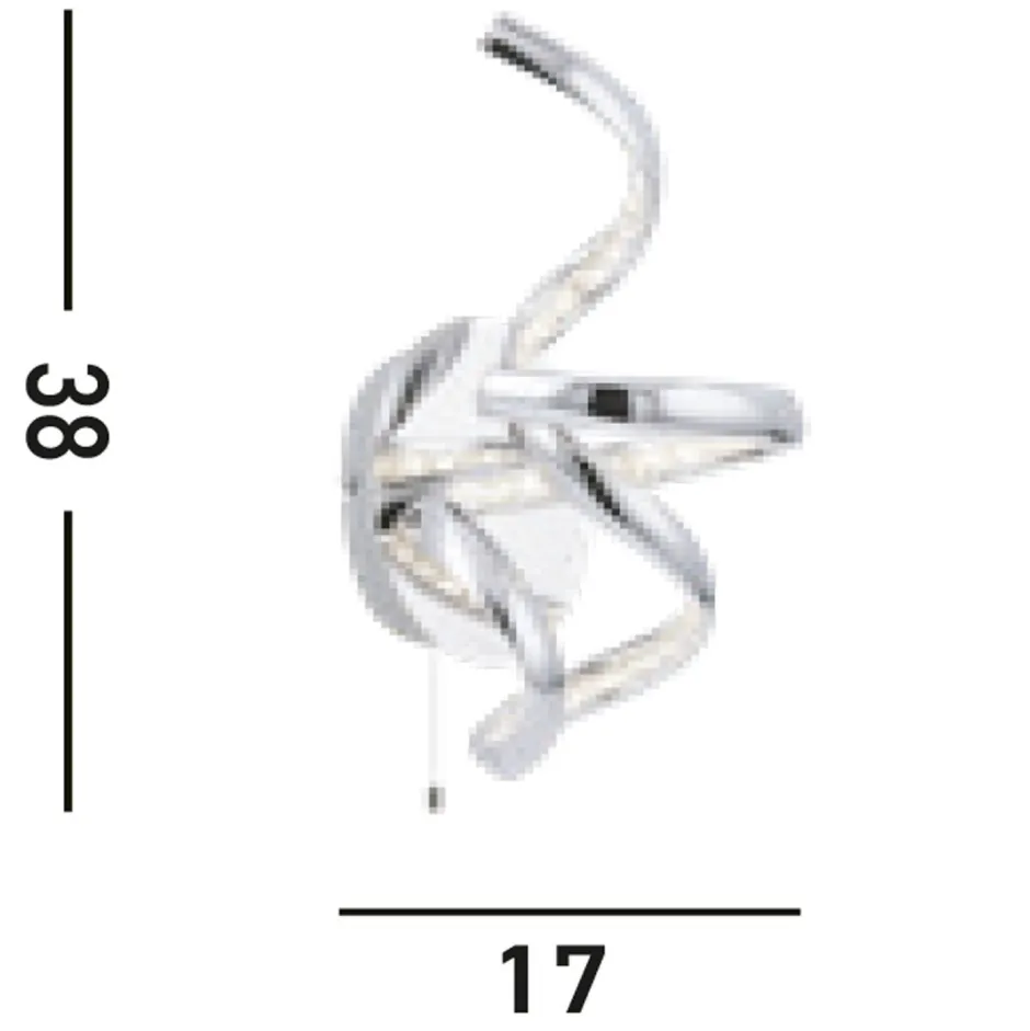 Searchlight LED Wandlampe mit Zugschalter Metall Glas H:38 cm Chrom< Wohnzimmerlampen|Metall Lampen