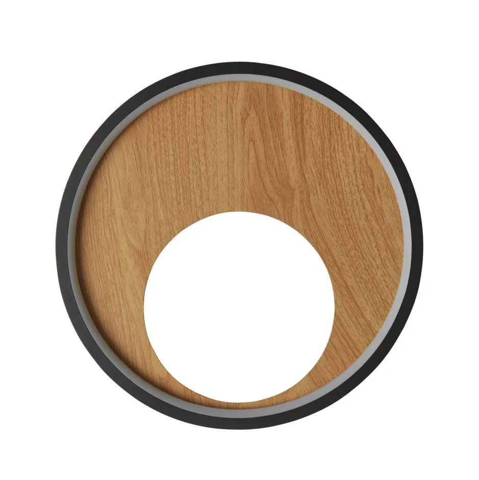 Searchlight LED Wandlampe rund Ø 30 cm Schwarz Braun 3000 K< Led Lampen|Wandleuchten