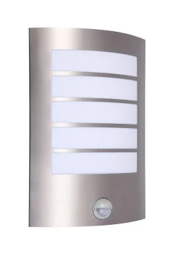 Metall Lampen|Led Außenleuchten*Eco-Light LED Wandlampe Sensor Edelstahl IP44 H:25,4 cm flach