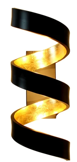 Eco-Light LED Wandlampe Spirale Schwarz Gold H:26 cm 3000 K 9 W< Wohnzimmerlampen|Metall Lampen