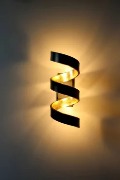 Eco-Light LED Wandlampe Spirale Schwarz Gold H:26 cm 3000 K 9 W< Wohnzimmerlampen|Metall Lampen