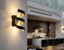 Eco-Light LED Wandlampe Spirale Schwarz Gold H:26 cm 3000 K 9 W< Wohnzimmerlampen|Metall Lampen