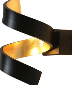 Wohnzimmerlampen|Metall Lampen*Eco-Light LED Wandlampe Spirale Schwarz Gold H:17 cm 3000 K 6 W