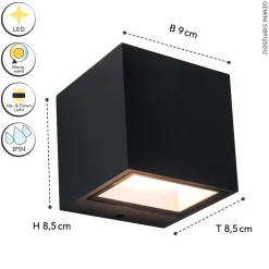 Eco-Light LED Wandlampe Up Down Schwarz B:8,5 cm IP54 850 lm 9 W< Metall Lampen|Led Außenleuchten
