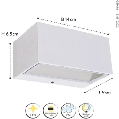 Metall Lampen|Led Außenleuchten*Eco-Light LED Wandlampe Up Down Weiß B:14 cm IP54 4000 K 10 W