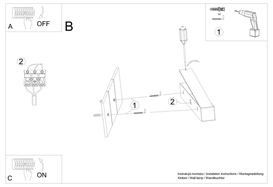 Wohnzimmerlampen|Küchenlampen*Sollux LED Wandlampe Weiß 67 cm länglich blendarm 3000 K