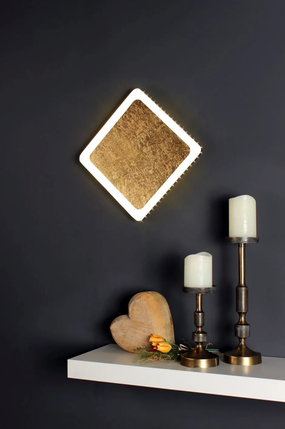 Eco-Light LED Wandleuchte Aluminium Gold Schwarz 3000 K B:31 cm< Wohnzimmerlampen|Metall Lampen