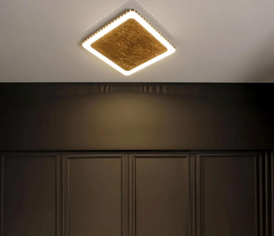 Eco-Light LED Wandleuchte Aluminium Gold Schwarz 3000 K B:31 cm< Wohnzimmerlampen|Metall Lampen