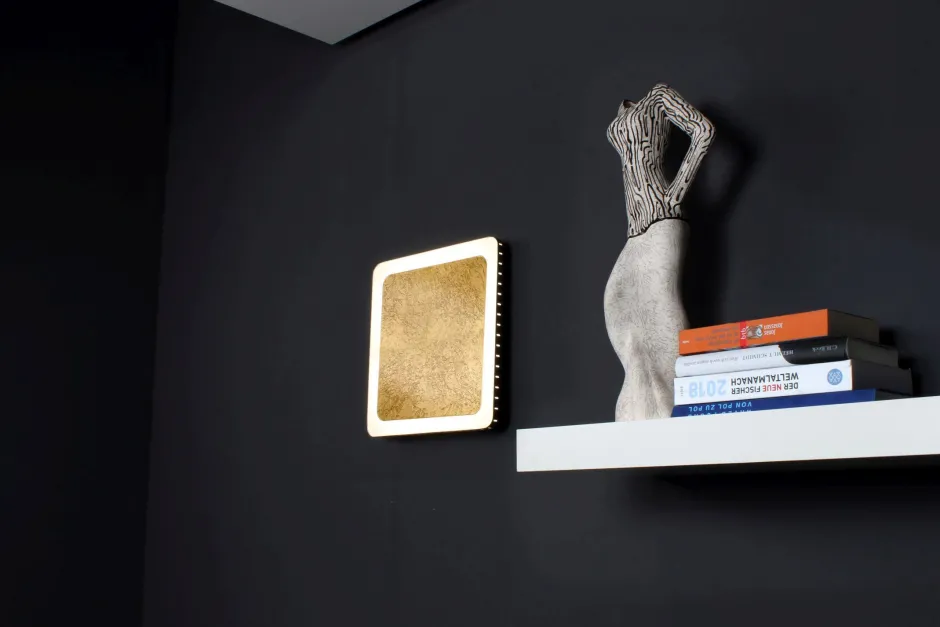 Eco-Light LED Wandleuchte Aluminium Gold Schwarz 3000 K B:31 cm< Wohnzimmerlampen|Metall Lampen