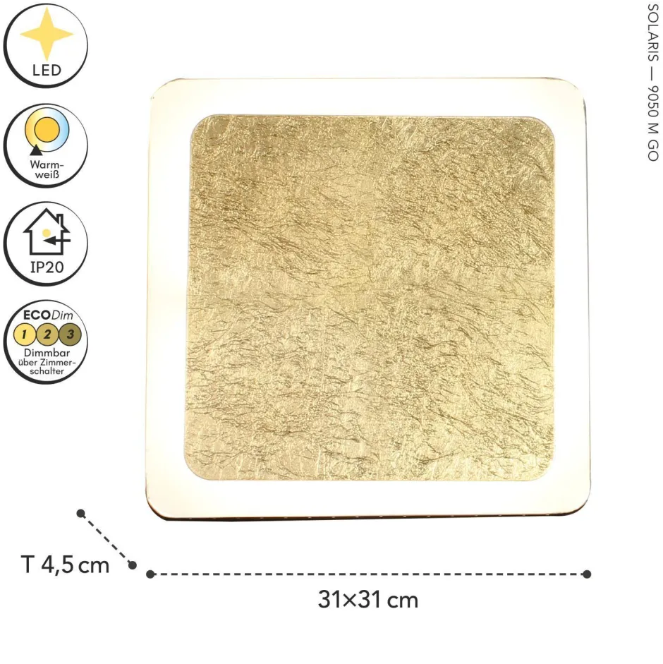 Eco-Light LED Wandleuchte Aluminium Gold Schwarz 3000 K B:31 cm< Wohnzimmerlampen|Metall Lampen