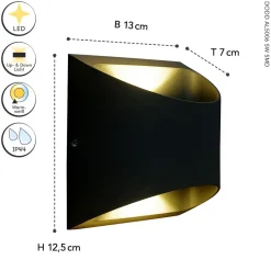 Metall Lampen|Led Außenleuchten*Eco-Light LED Wandleuchte Außen Aluminium IP44 B:13,1 cm Up Down