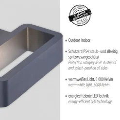 Paul Neuhaus LED Wandleuchte außen Aluminium Anthrazit IP54 B:22 cm< Badezimmer Lampe|Feuchtraumleuchten