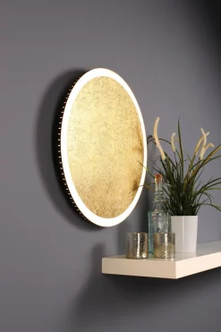 Wohnzimmerlampen|Metall Lampen*Eco-Light LED Wandleuchte Gold Schwarz rund Ø50 cm 3500 K dimmbar