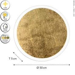 Wohnzimmerlampen|Metall Lampen*Eco-Light LED Wandleuchte Gold Schwarz rund Ø50 cm 3500 K dimmbar