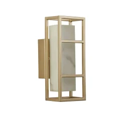 Searchlight LED Wandleuchte Harz Stahl IP44 H:25 cm in Gold Weiß< Metall Lampen|Flurlampen