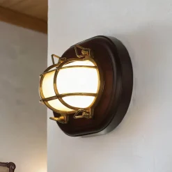 Laura Suardi LED Wandleuchte Holz Messing 3000K Maritim Flur< Glaslampen|Metall Lampen