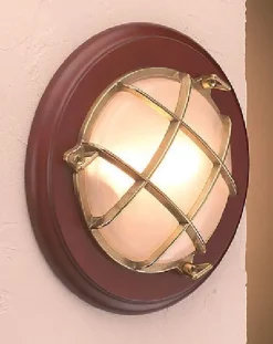 Laura Suardi LED Wandleuchte Messing Holz rund Maritim SILVIO< Led Lampen|Wandleuchten