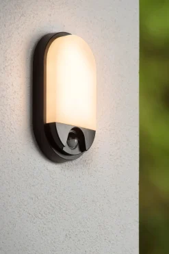 LED Wandleuchte mit Bewegungsmelder Schwarz IP54 3000 K< Außenwandleuchten|Feuchtraumleuchten