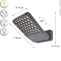 Metall Lampen|Led Außenleuchten*Eco-Light LED Wandleuchte Outdoor Anthrazit 4000 K IP54 beweglich