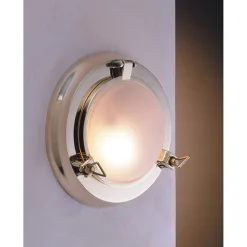 Laura Suardi LED Wandleuchte RIVANA Messing Ø28cm rund Maritim< Led Lampen|Wandleuchten