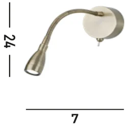 Searchlight LED Wandspot mit Flexarm Schalter 1 W in Messing Antik< Bürolampen|Wohnzimmerlampen