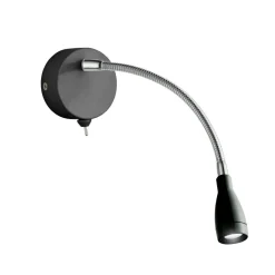 Bürolampen|Wohnzimmerlampen*Searchlight LED Wandspot mit Flexarm Schalter 6500 K in Schwarz
