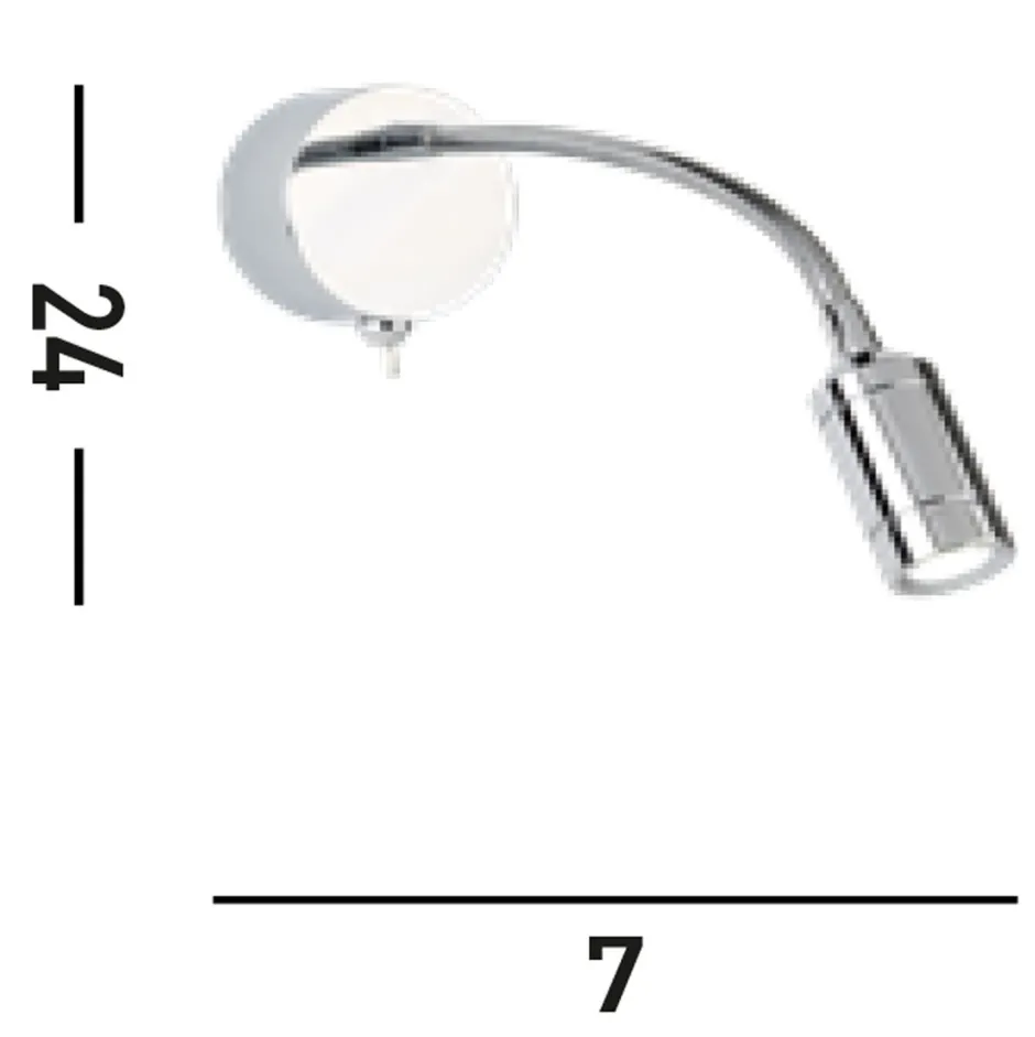 Searchlight LED Wandspot mit Schalter Flexarm Metall in Chrom 66 lm< Bürolampen|Wohnzimmerlampen