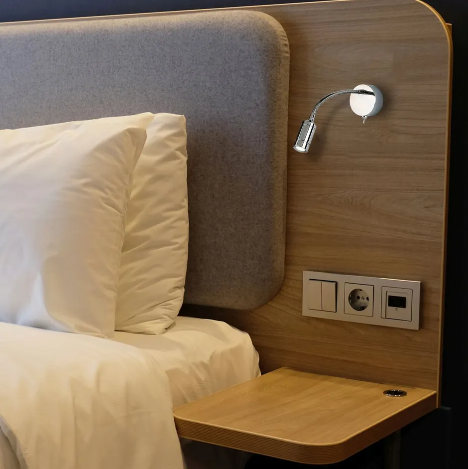 Searchlight LED Wandspot mit Schalter Flexarm Metall in Chrom 66 lm< Bürolampen|Wohnzimmerlampen