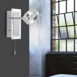 Wandleuchten|Flurlampen*Paul Neuhaus LED Wandstrahler Zugschalter IP44 flexibel in Aluminium