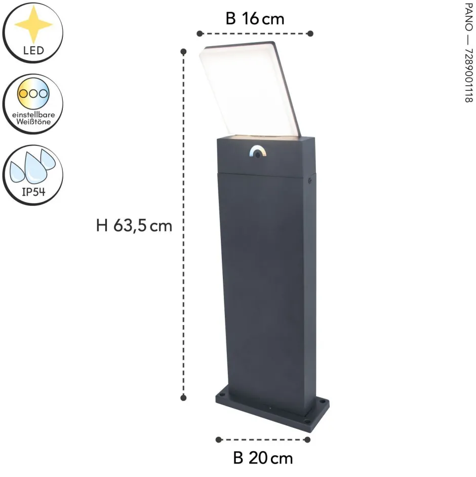 Eco-Light LED Wegeleuchte Bewegungssensor IP54 63,5 cm Anthrazit< Metall Lampen|Wegeleuchten