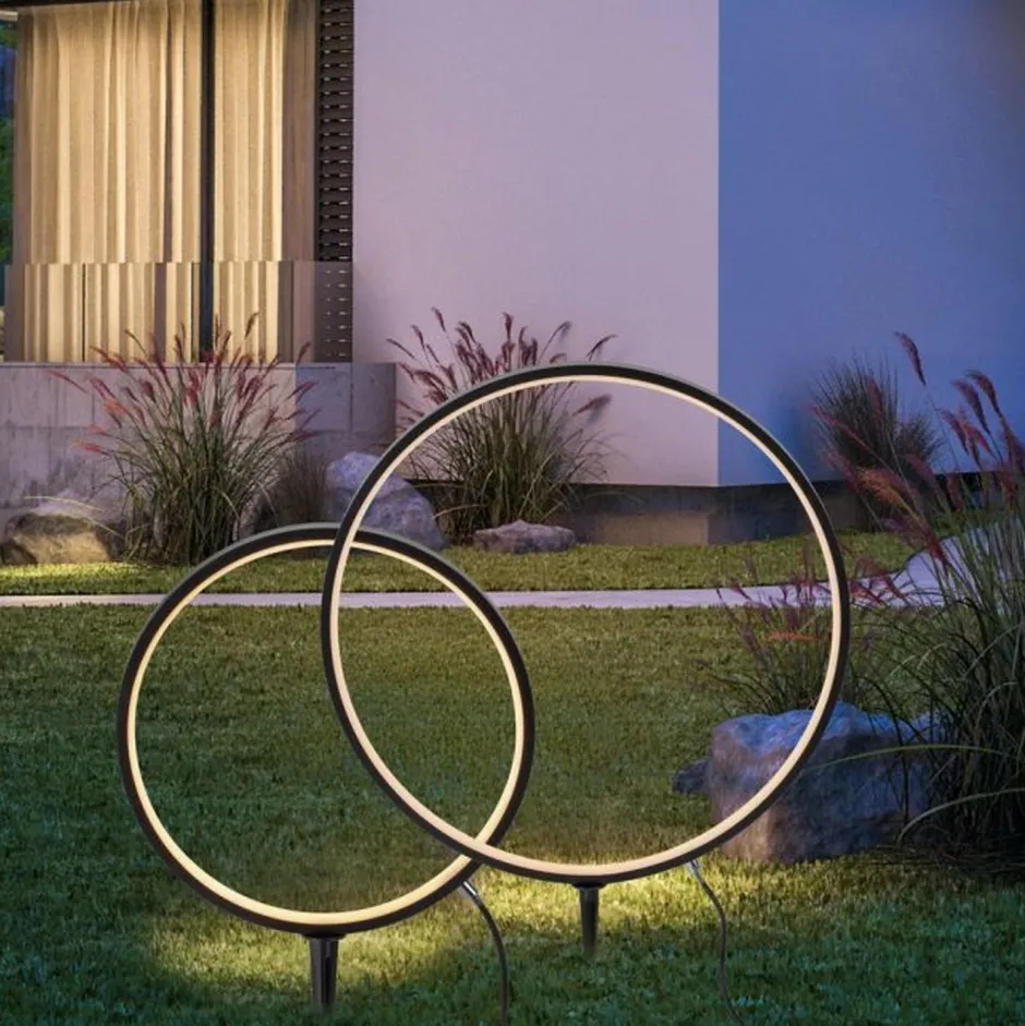 Metall Lampen|Designerlampen*Just Light LED Wegeleuchte mit Erdspieß 2er Set 66 cm IP65 Schwarz