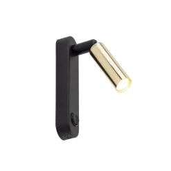 TK Lighting Leselampe Wand mit Schalter Metall schwenkbar Schwarz Gold G9< Spots|Flurlampen