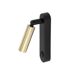 TK Lighting Leselampe Wand mit Schalter Metall schwenkbar Schwarz Gold G9< Spots|Flurlampen