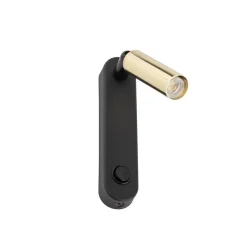 TK Lighting Leselampe Wand mit Schalter Metall schwenkbar Schwarz Gold G9< Spots|Flurlampen