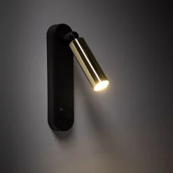 TK Lighting Leselampe Wand mit Schalter Metall schwenkbar Schwarz Gold G9< Spots|Flurlampen
