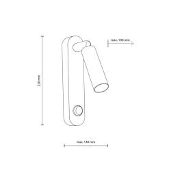 TK Lighting Leselampe Wand mit Schalter Metall schwenkbar Schwarz Gold G9< Spots|Flurlampen