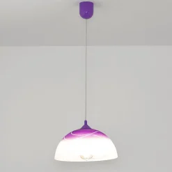 Hängelampen|Esszimmer Lampen*Lamkur Lila Hängeleuchte Glas rund Retro Esstisch ADANIA