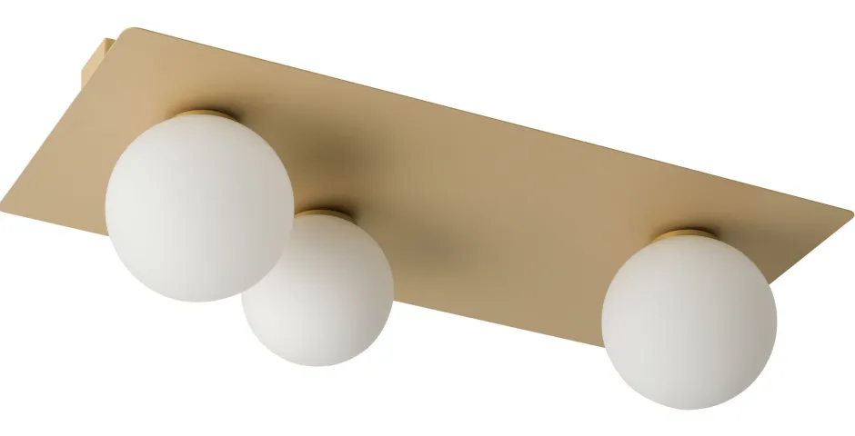 Sigma Längliche Deckenleuchte Gold Glas Metall 62 cm 3-flmg< Deckenleuchten|Flurlampen