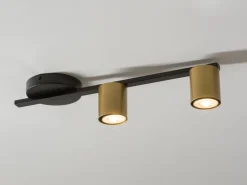 Deckenleuchten|Flurlampen*Sigma Längliche Deckenleuchte Schwarz Gold Metall GU10 46 cm