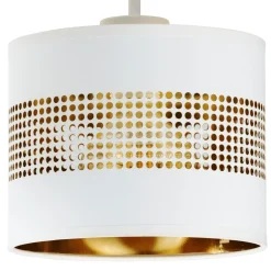 TK Lighting Längliche Deckenleuchte Stoff Weiß Gold E27 45 cm< Deckenleuchten|Flurlampen