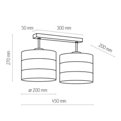 TK Lighting Längliche Deckenleuchte Stoff Weiß Gold E27 45 cm< Deckenleuchten|Flurlampen
