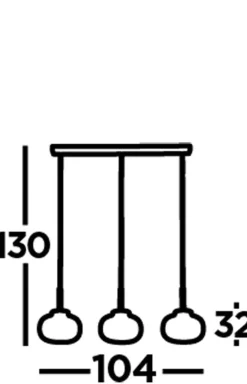 Hängelampen|Esszimmer Lampen*Searchlight Längliche Hängelampe 3-flammig B: 104 cm Glas Metall E27