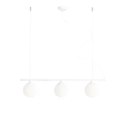 ALDEX Längliche Hängelampe Glas Metall Weiß 3-flmg E14 80 cm< Bürolampen|Feuchtraumleuchten