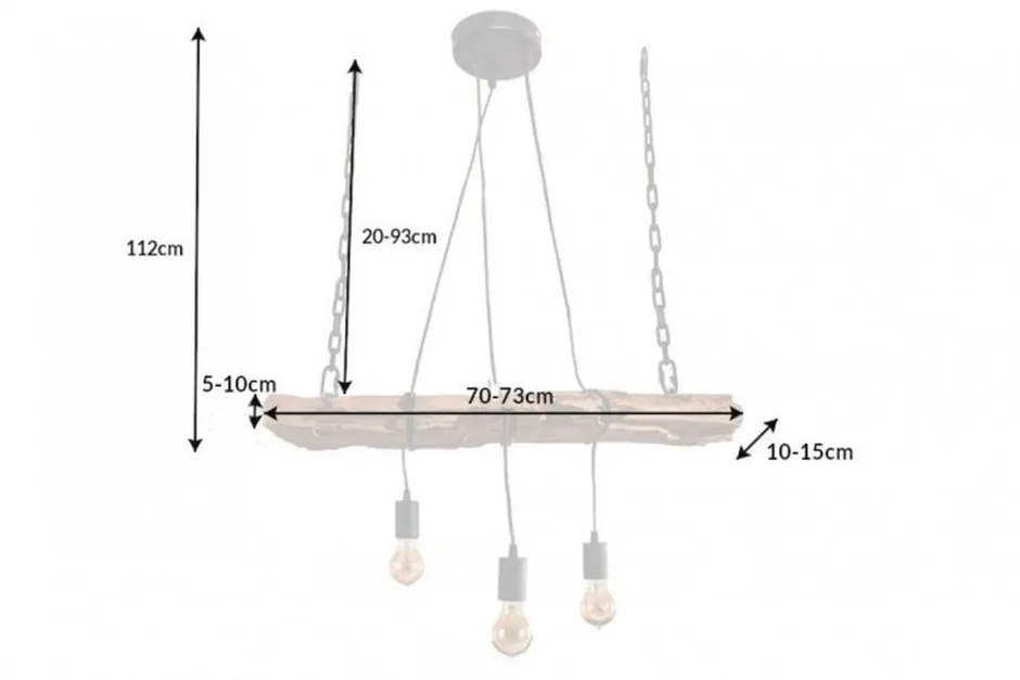 Hängelampen|Bürolampen*Invicta Interior Längliche Hängelampe Holz Natur L:73 cm E27 gemütlich