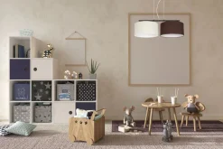 Belis Längliche Hängeleuchte 2-flammig Stoff Ecru Braun E27< Hängelampen|Bürolampen