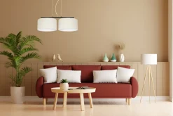 Belis Längliche Hängeleuchte 2-flammig Stoff Schwarz Ecru E27< Hängelampen|Bürolampen