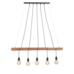 Hängelampen|Bürolampen*Just Light Längliche Pendelleuchte Holz 110 cm E27 Skandinavisch