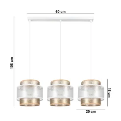 Hängelampen|Bürolampen*Belis Längliche Pendelleuchte Stoff Metall E27 3-flmg 75 cm
